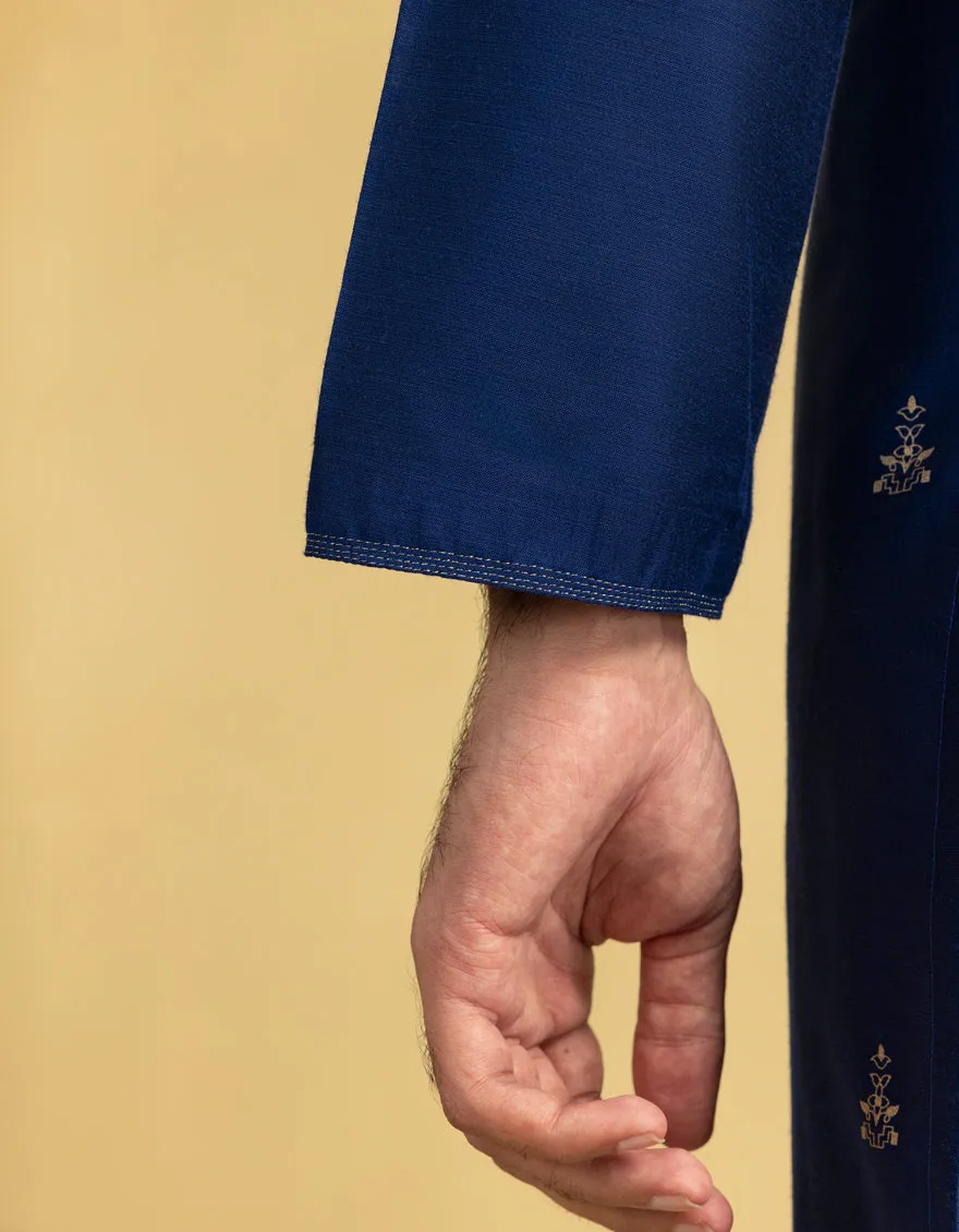 INK BLUE BLENDED SPECIAL KURTA | JJK-SP-A-50089/S25/J sold by Junaid Jamshed product image thumbnail 3