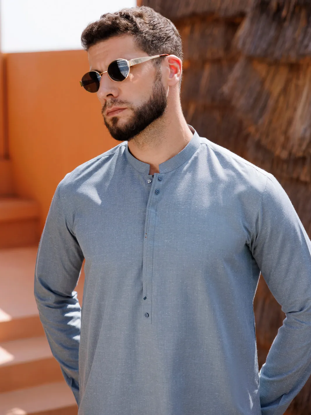 LIGHT BLUE BLENDED KURTA | AL-K-1238/AM-6305C sold by Junaid Jamshed product image thumbnail 3
