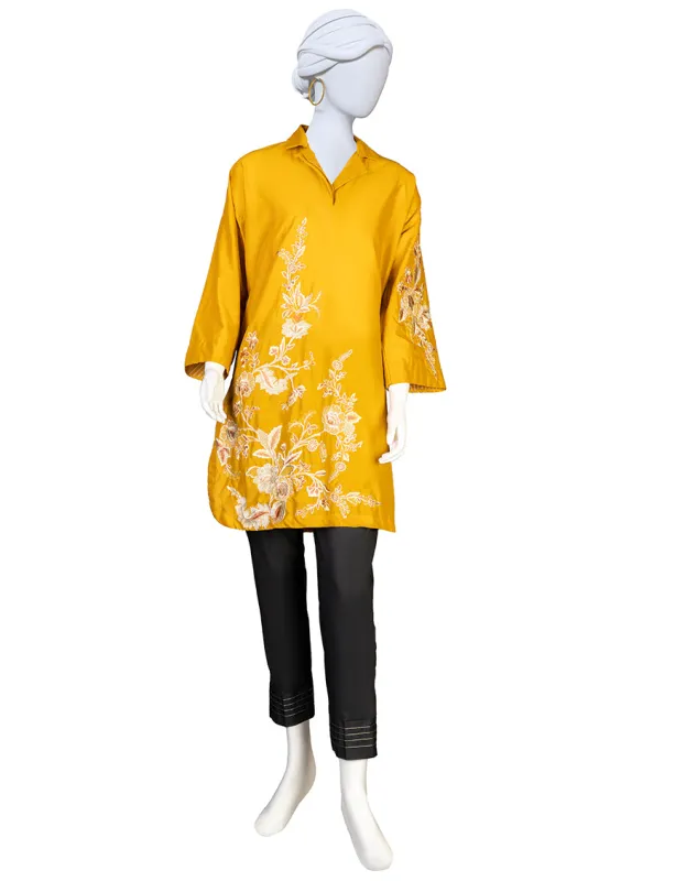 MUSTARD LAWN KURTI | JJLK-S-JSS-25-376 FB sold by Junaid Jamshed