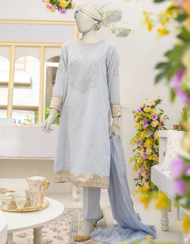 BLUE LAWN 3PC STITCHED | JLAWN-S-25-118/S MAH sold by Junaid Jamshed