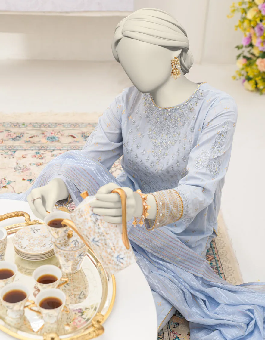 BLUE LAWN 3PC STITCHED | JLAWN-S-25-118/S MAH sold by Junaid Jamshed product image thumbnail 3