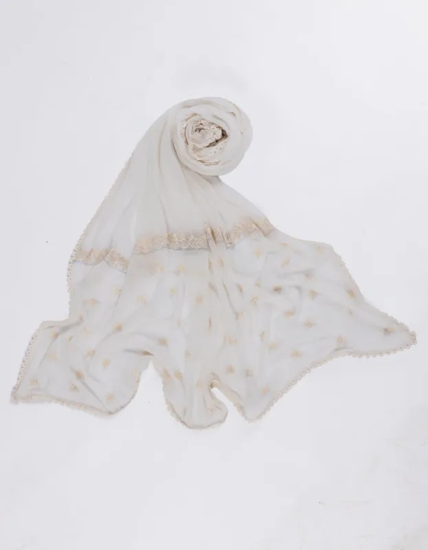 WHITE IMPURE CHIFFON DUPATTA | JLDP-CD-05-2616 sold by Junaid Jamshed