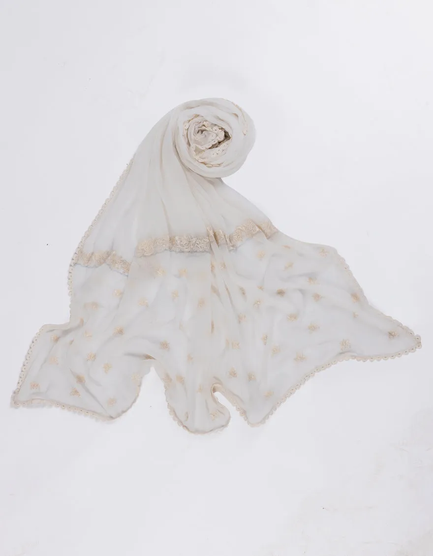 WHITE IMPURE CHIFFON DUPATTA | JLDP-CD-05-2616 sold by Junaid Jamshed