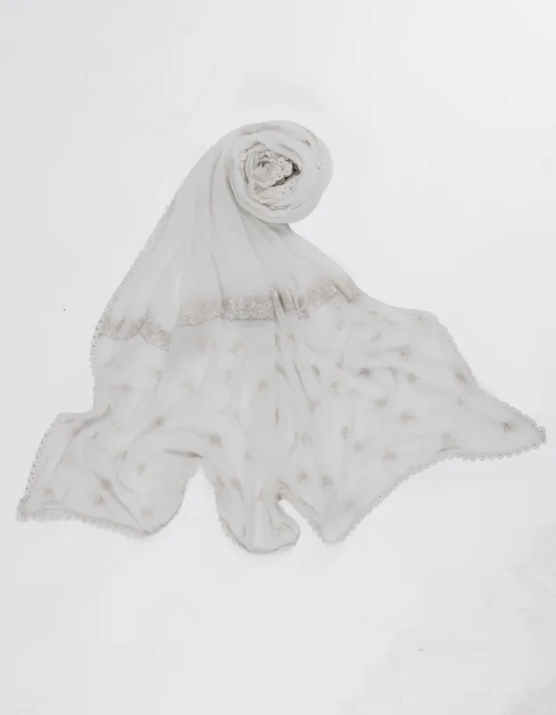 WHITE IMPURE CHIFFON DUPATTA | JLDP-CD-05-2617 sold by Junaid Jamshed