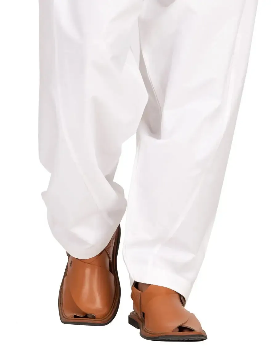 WHITE COTTON SILK SHALWAR | JJS-A-102-R13/S24/JS sold by Junaid Jamshed