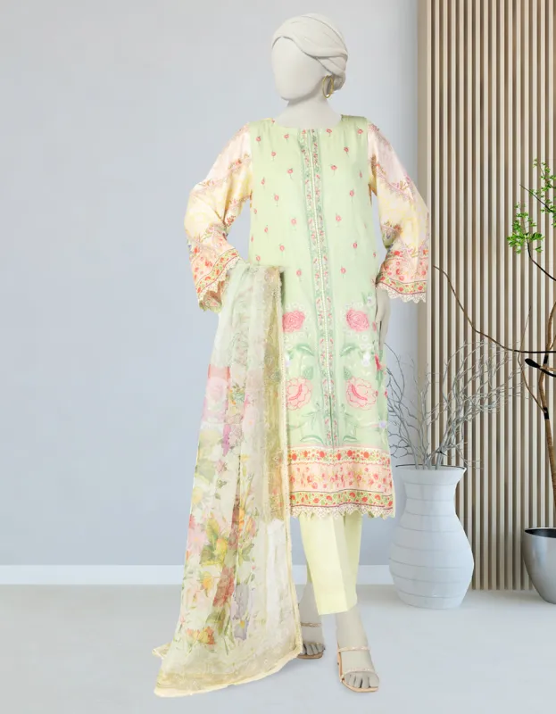 GREEN CHIFFON 3PC STITCHED | JLAWN-S-25-151/S PAS sold by Junaid Jamshed