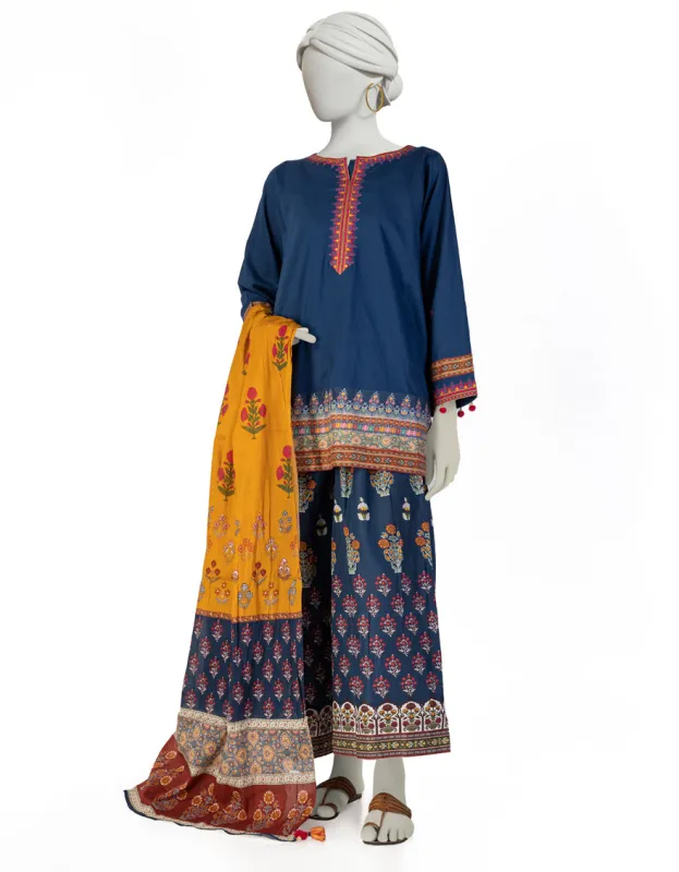 BLUE LAWN 3PC STITCHED | JLAWN-S-25-146/S FUS sold by Junaid Jamshed
