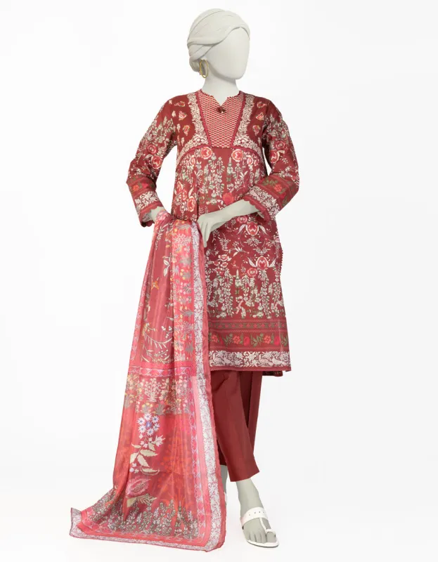 MAROON LAWN 3PC STITCHED | JLAWN-S-25-140/S GAR sold by Junaid Jamshed