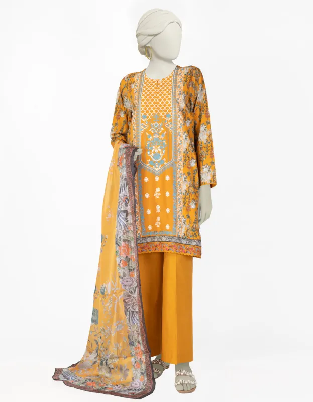 YELLOW LAWN 3PC STITCHED | JLAWN-S-25-138/S GAR made by Junaid Jamshed