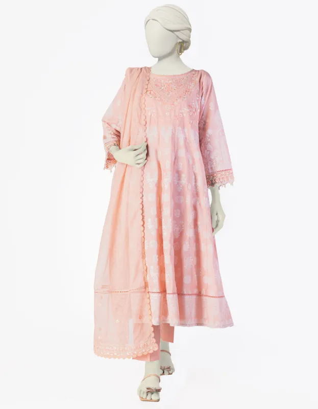 PEACH COTTON SILK 3PC STITCHED | JLAWN-S-25-086/S MAJ sold by Junaid Jamshed
