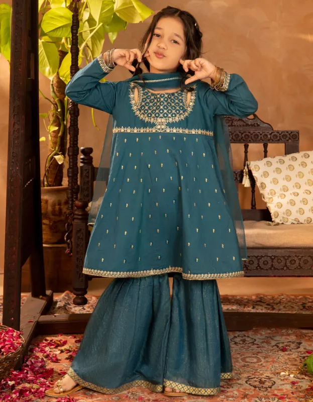 TEAL CORA 3PC STITCHED | JGKL-S-JGF-25-1912 F sold by Junaid Jamshed