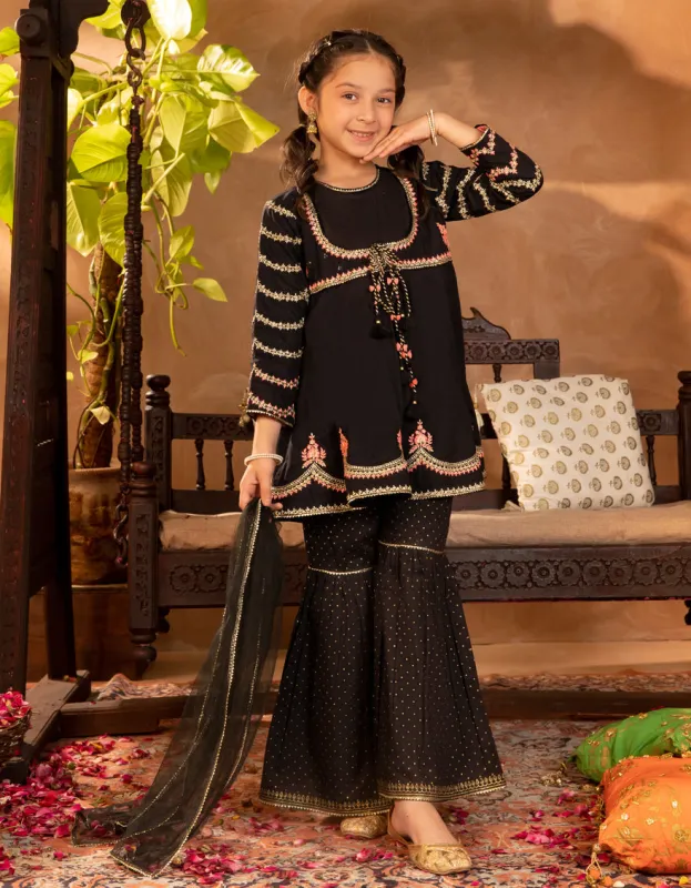 BLACK LAWN SILK 3PC STITCHED | JGKL-S-JGF-25-1904 F sold by Junaid Jamshed