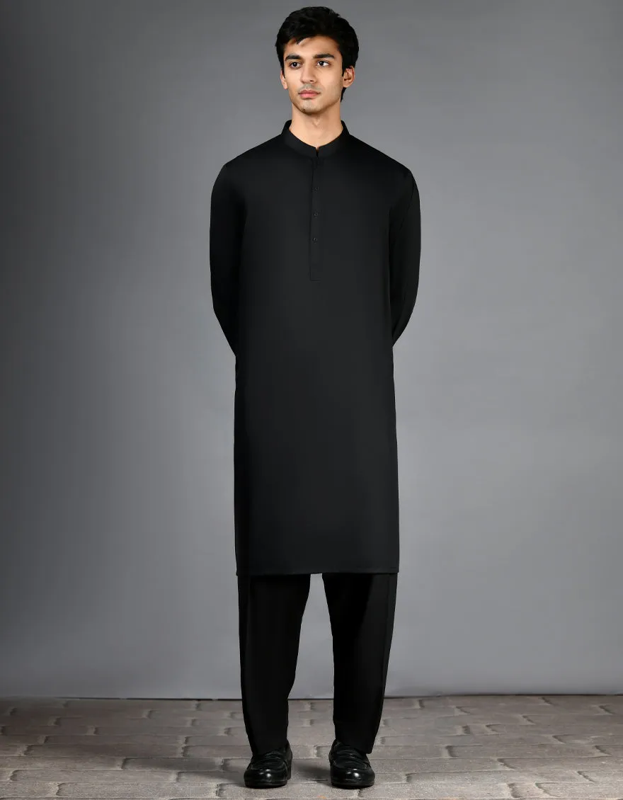 BLACK BLENDED KURTA TROUSERS | JJKP-A-30778-R43-AP/ sold by Junaid Jamshed