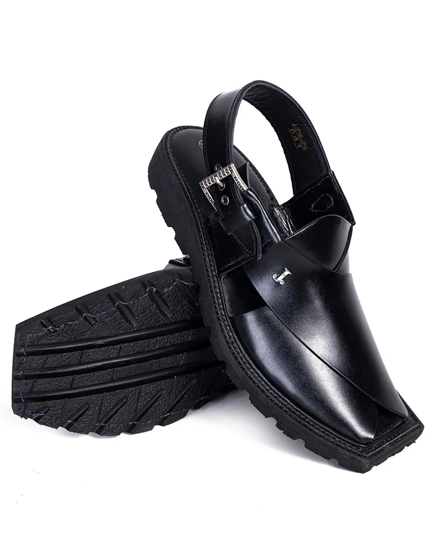 SHINY BLACK PLAIN PESHAWARI SANDAL | JJFW-JPC-041-PU/S25- sold by Junaid Jamshed product image thumbnail 3