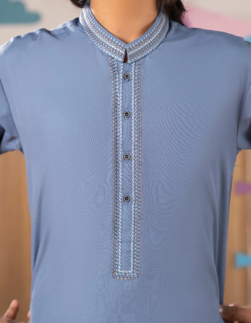 LIGHT BLUE BLENDED KURTA TROUSERS | JCKP-A-39258/S25/JJ9 sold by Junaid Jamshed product image thumbnail 2