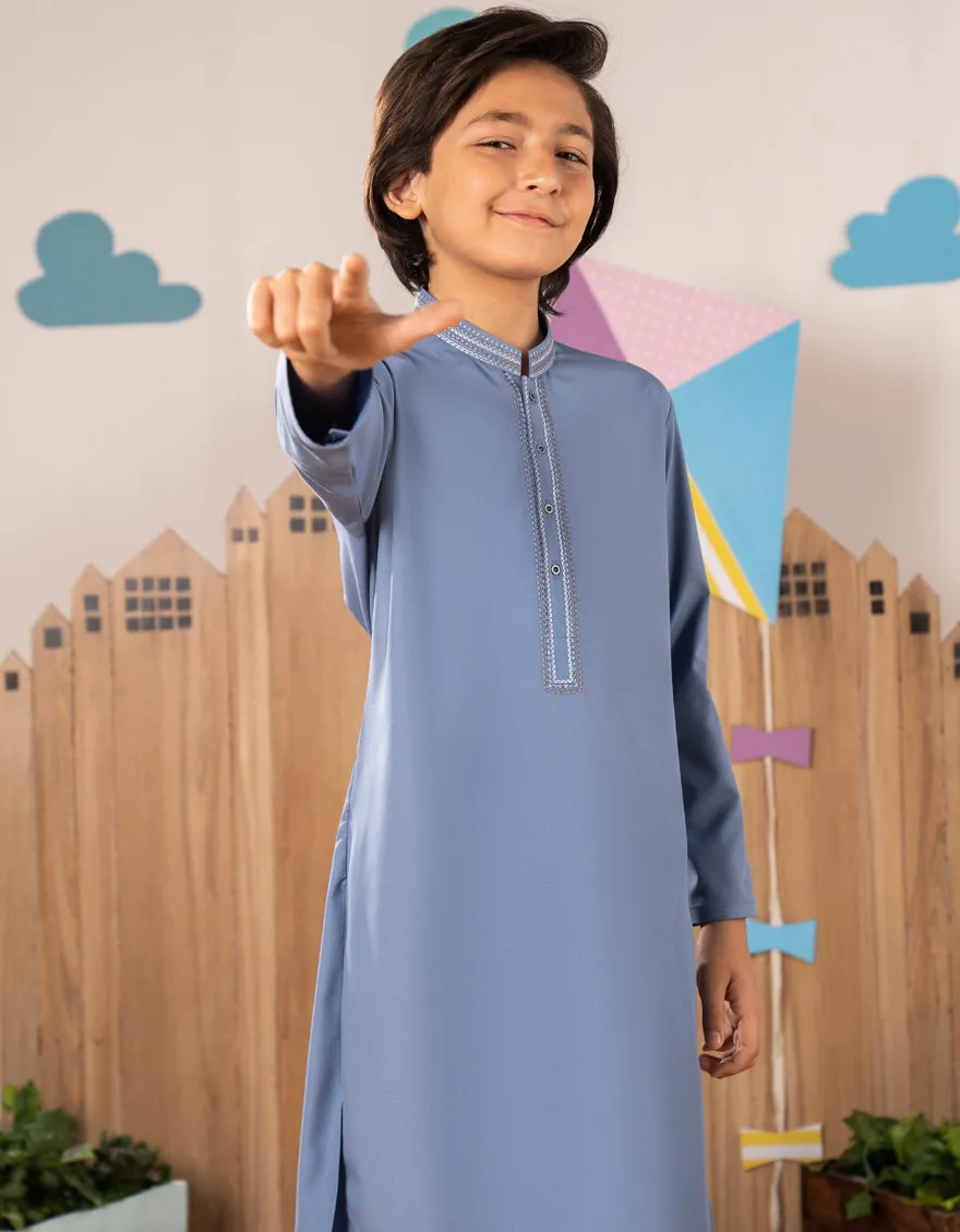 LIGHT BLUE BLENDED KURTA TROUSERS | JCKP-A-39258/S25/JJ9 sold by Junaid Jamshed product image thumbnail 3