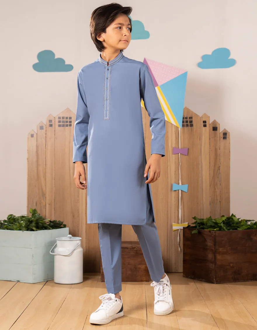 LIGHT BLUE BLENDED KURTA TROUSERS | JCKP-A-39258/S25/JJ9 sold by Junaid Jamshed
