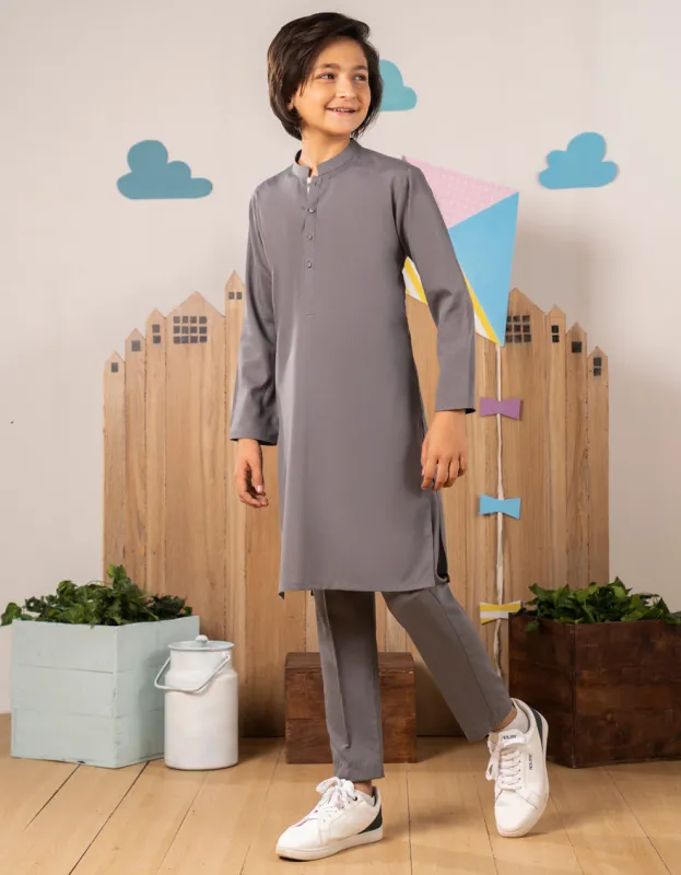 GREY BLENDED KURTA TROUSERS | JCKP-A-39339/S25/JJ1 sold by Junaid Jamshed