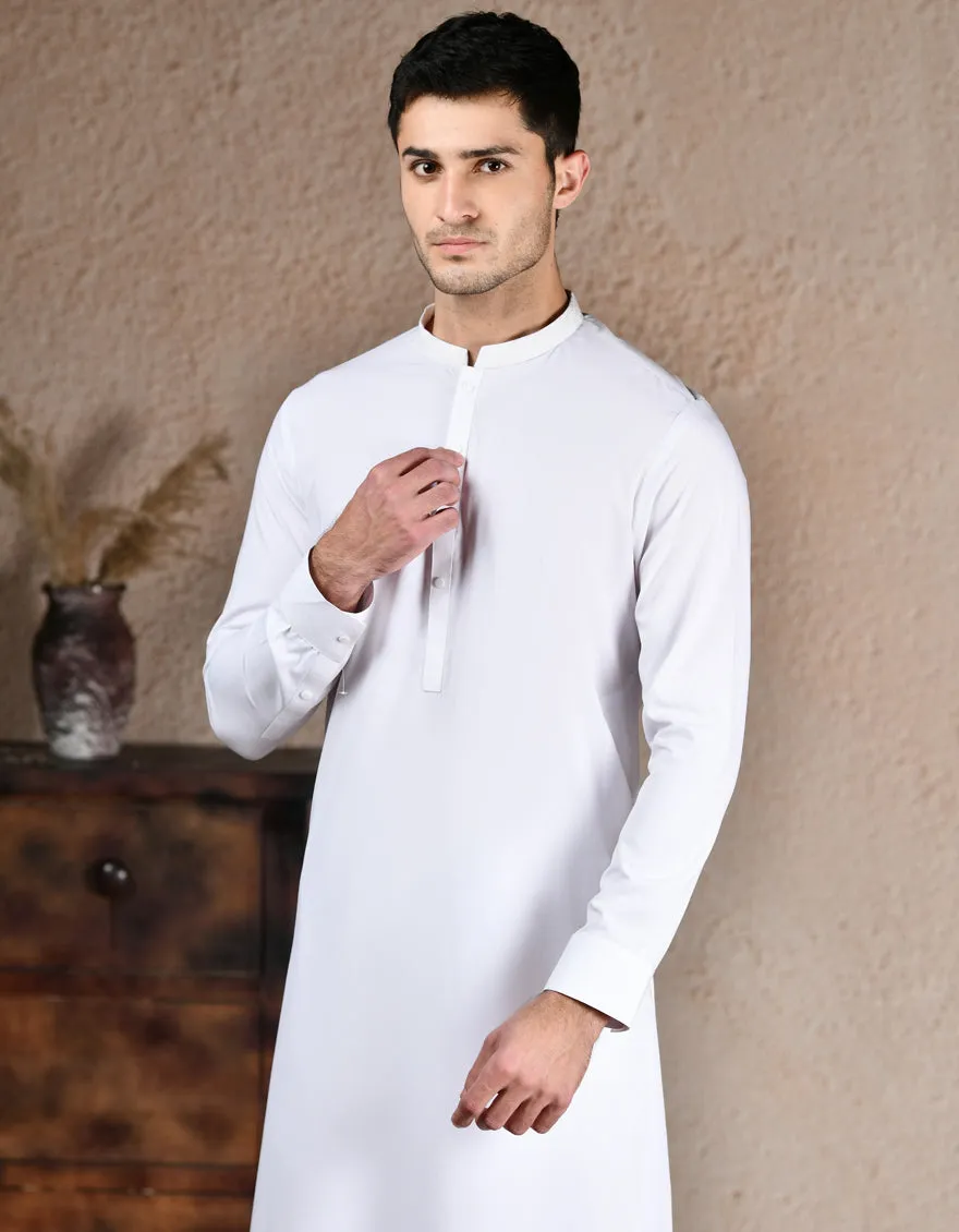 WHITE BLENDED KURTA TROUSERS | JJKP-A-33214/S25/JJ1 sold by Junaid Jamshed product image thumbnail 2