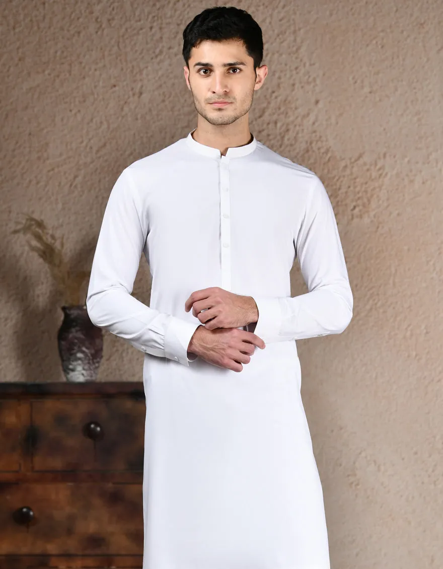 WHITE BLENDED KURTA TROUSERS | JJKP-A-33214/S25/JJ1 sold by Junaid Jamshed product image thumbnail 4