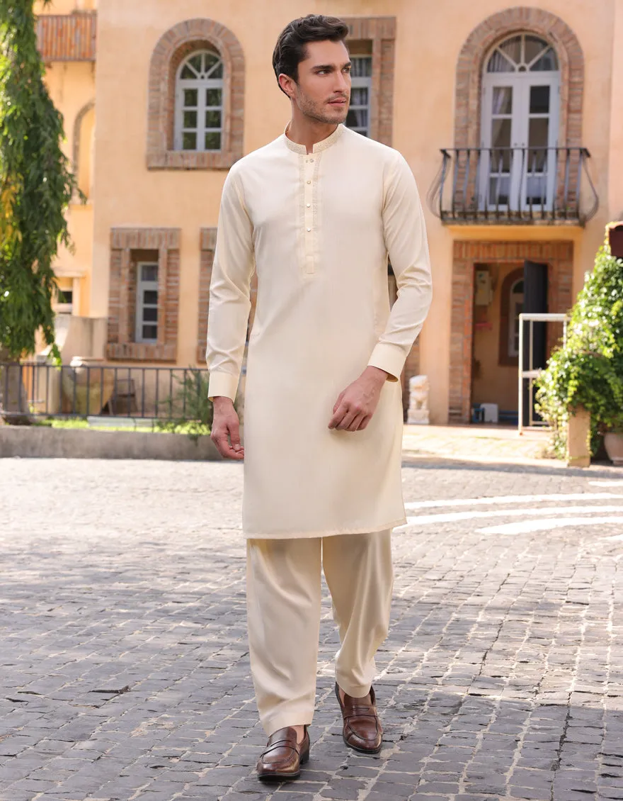CREAM BLENDED KURTA TROUSERS | JJKP-A-33245/S25/JJ1 sold by Junaid Jamshed product image thumbnail 4