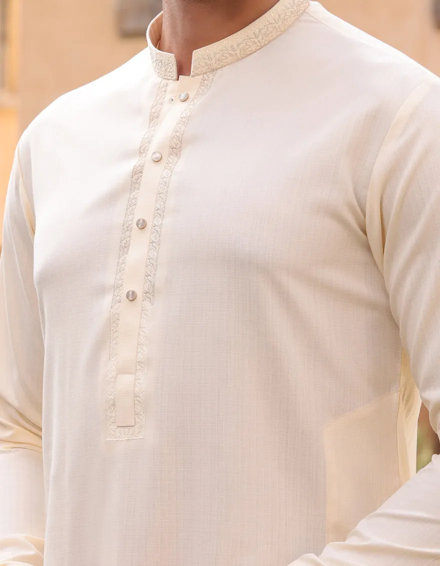 CREAM BLENDED KURTA TROUSERS | JJKP-A-33245/S25/JJ1 sold by Junaid Jamshed product image thumbnail 5