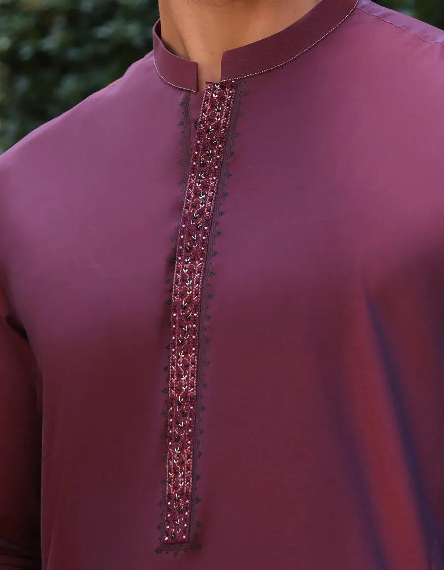 PLUM COTTON KURTA TROUSERS | JJKP-A-50040/S25/JJ9 sold by Junaid Jamshed product image thumbnail 3