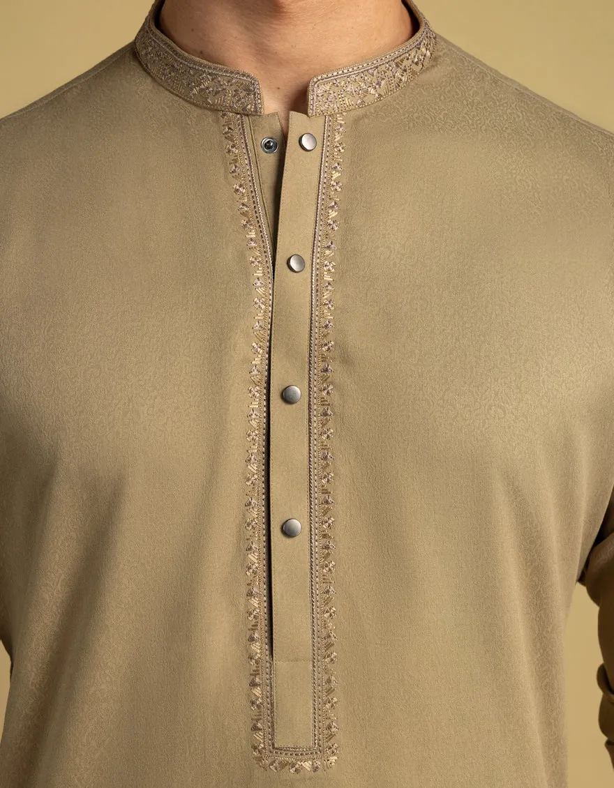 BROWN BLENDED KURTA | JJK-A-33364/S25/JJ9893-SF sold by Junaid Jamshed product image thumbnail 4