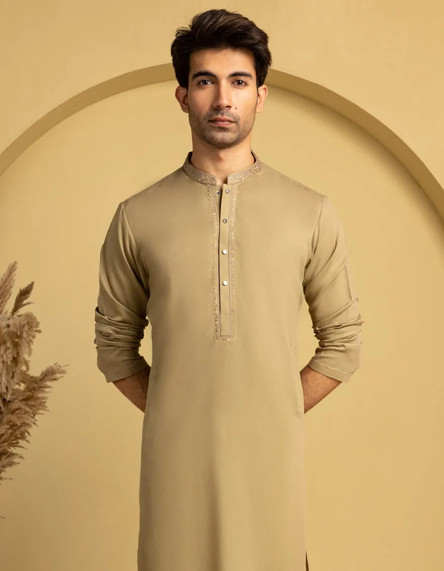 BROWN BLENDED KURTA | JJK-A-33364/S25/JJ9893-SF sold by Junaid Jamshed product image thumbnail 2