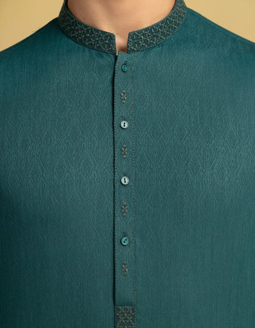 GREEN BLENDED KURTA | JJK-A-46662/S25/JJ94 sold by Junaid Jamshed product image thumbnail 3
