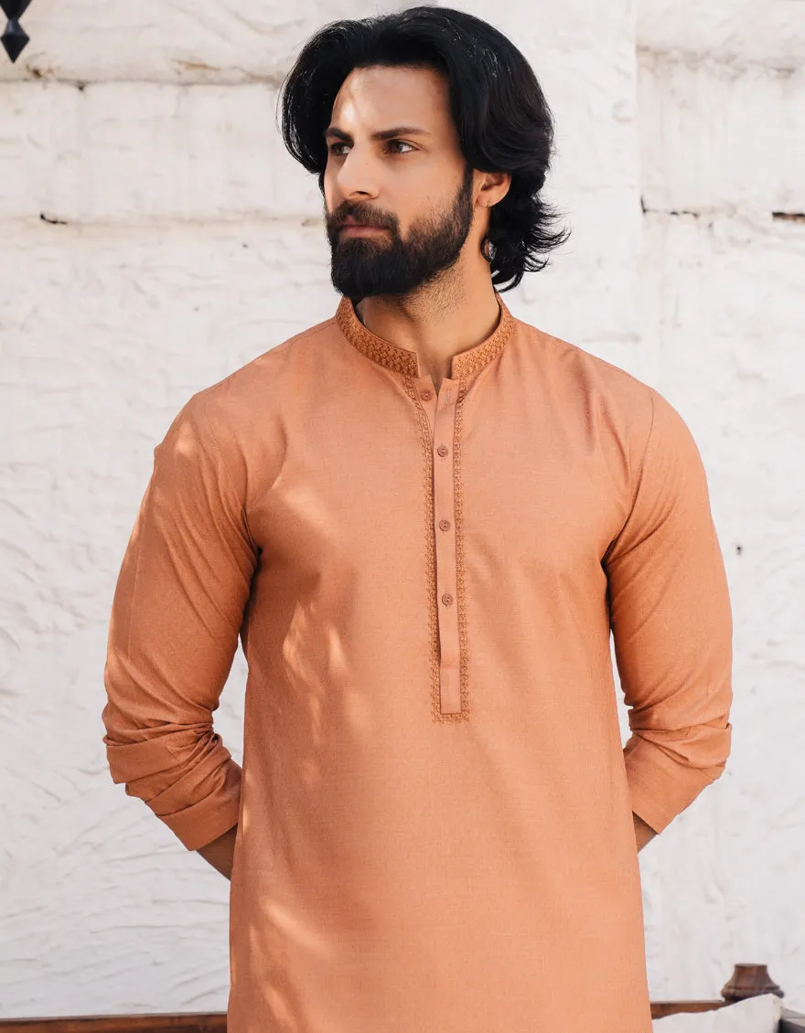ORANGE BLENDED KURTA | JJK-A-46708/S25/JJ9847-SF sold by Junaid Jamshed product image thumbnail 2