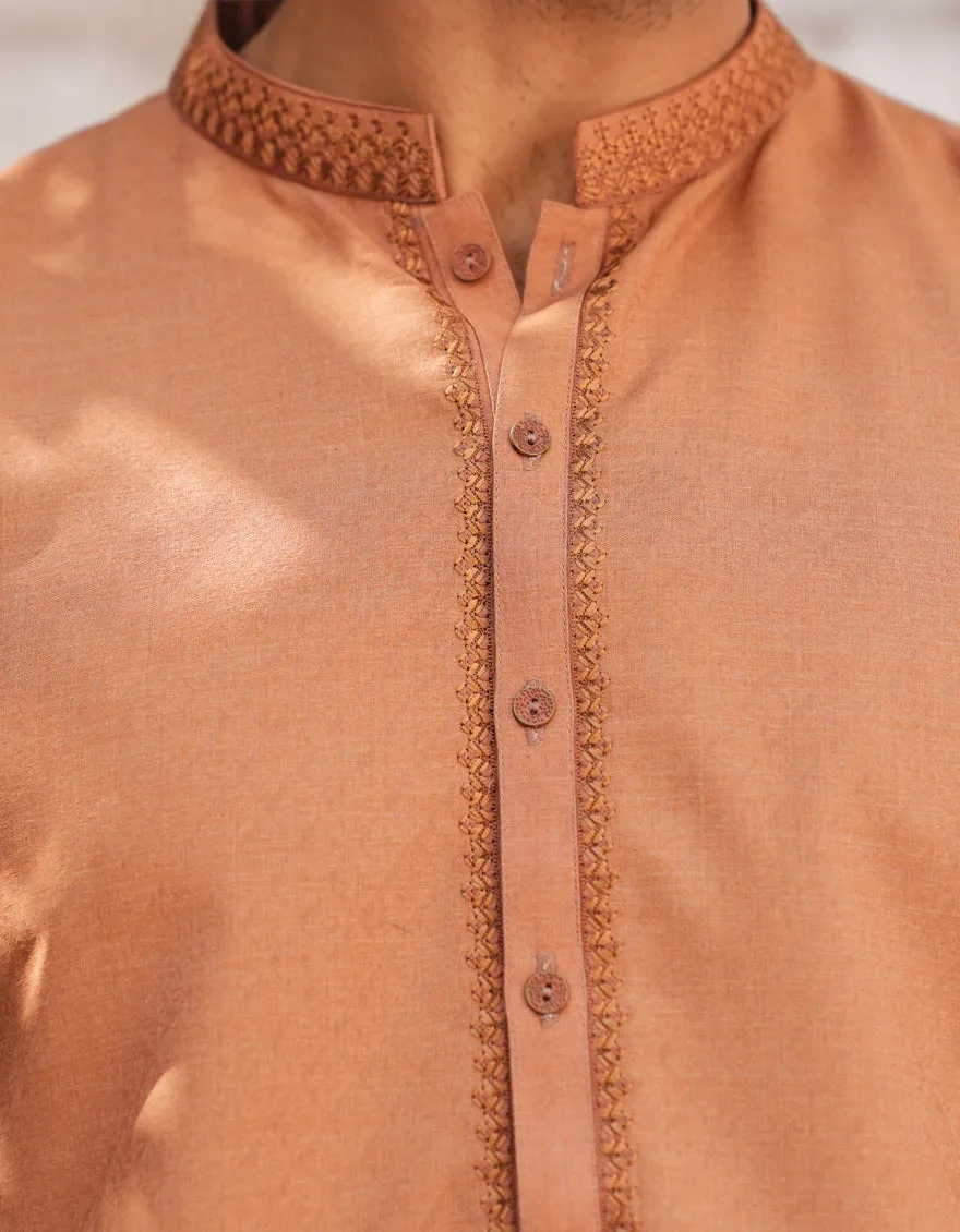 ORANGE BLENDED KURTA | JJK-A-46708/S25/JJ9847-SF sold by Junaid Jamshed product image thumbnail 3