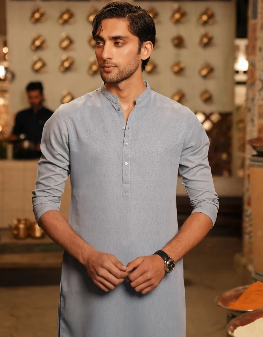 GREY BLENDED KURTA | JJK-A-46663/S25/JJ9418-SF sold by Junaid Jamshed product image thumbnail 2