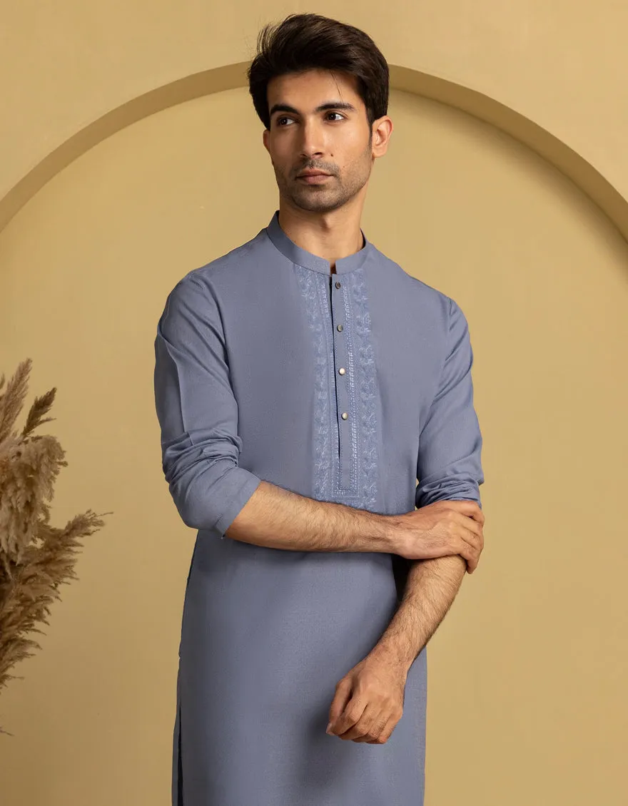 BLUE BLENDED KURTA | JJK-A-47467/S25/JJ9846-SF sold by Junaid Jamshed product image thumbnail 2