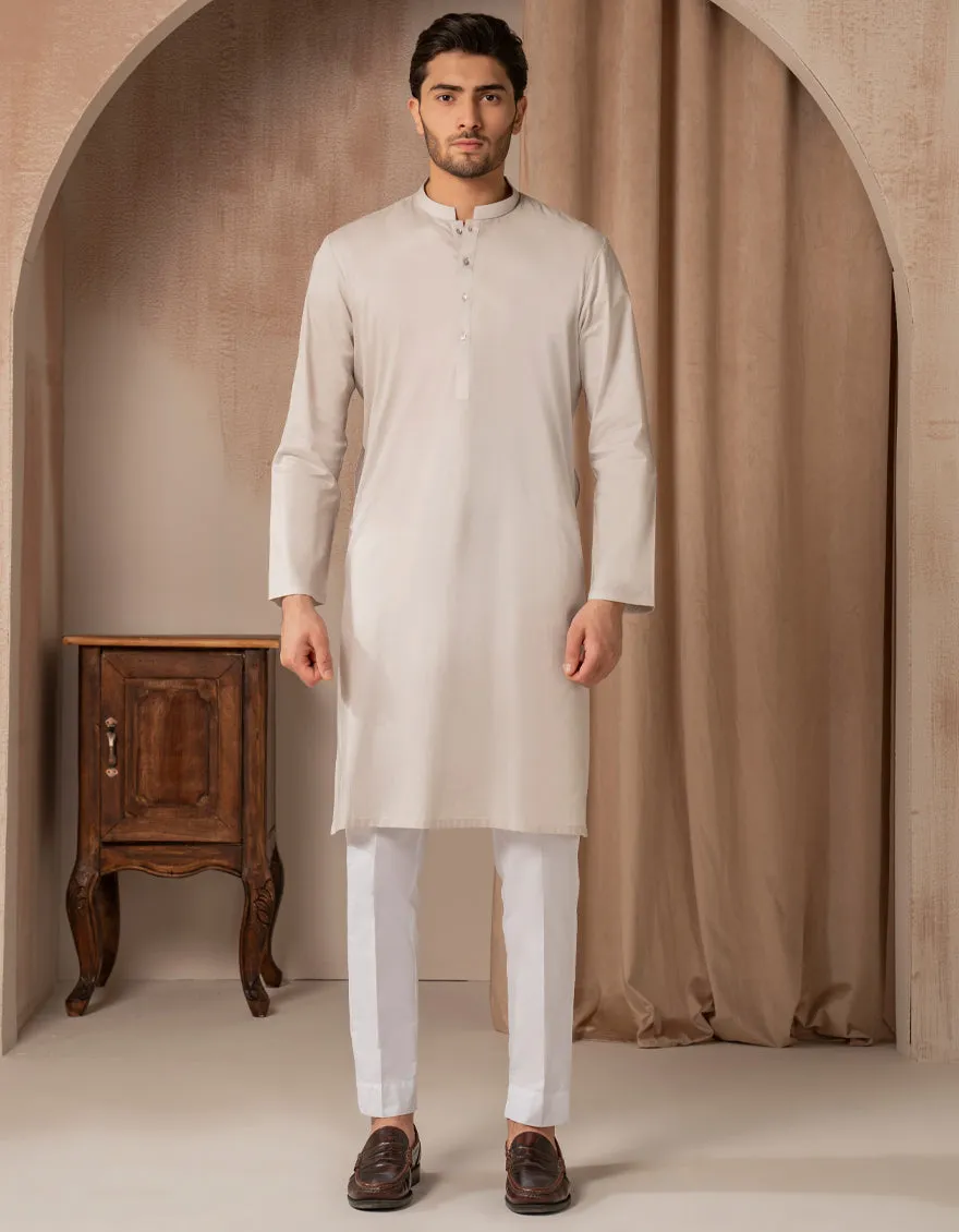 LIGHT GREY COTTON KURTA | JJK-A-47471/S25/JJ9373-PN sold by Junaid Jamshed