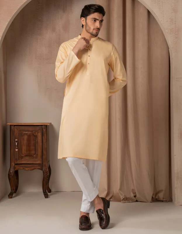PEACH COTTON KURTA | JJK-A-47472/S25/JJ93 sold by Junaid Jamshed