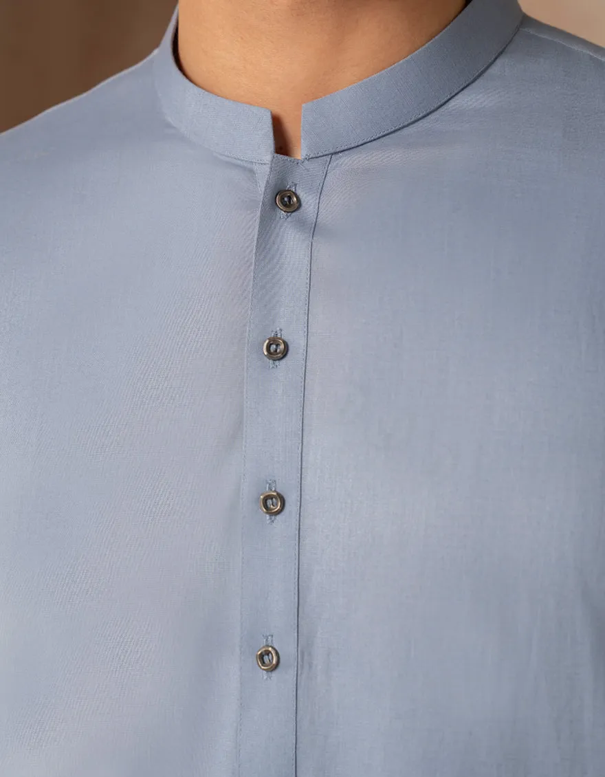 BLUE COTTON KURTA | JJK-A-47474/S25/JJ93 sold by Junaid Jamshed product image thumbnail 3