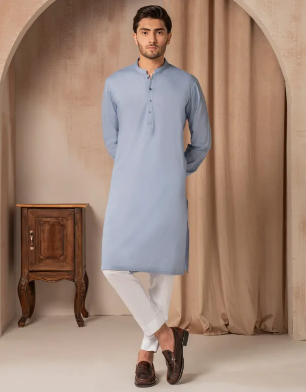 BLUE COTTON KURTA | JJK-A-47474/S25/JJ93 sold by Junaid Jamshed