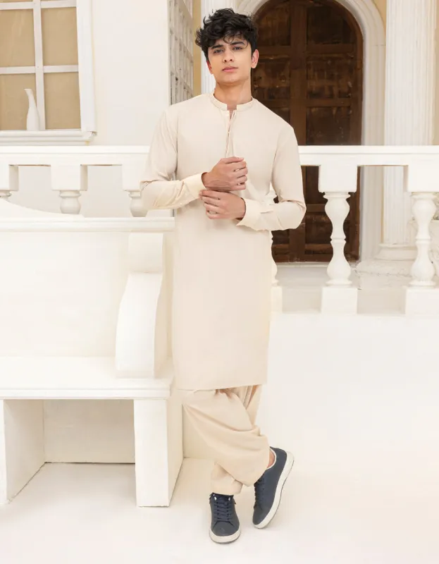 FAWN BLENDED KAMEEZ SHALWAR | JTKS-A-46683/S25/JJ9 sold by Junaid Jamshed