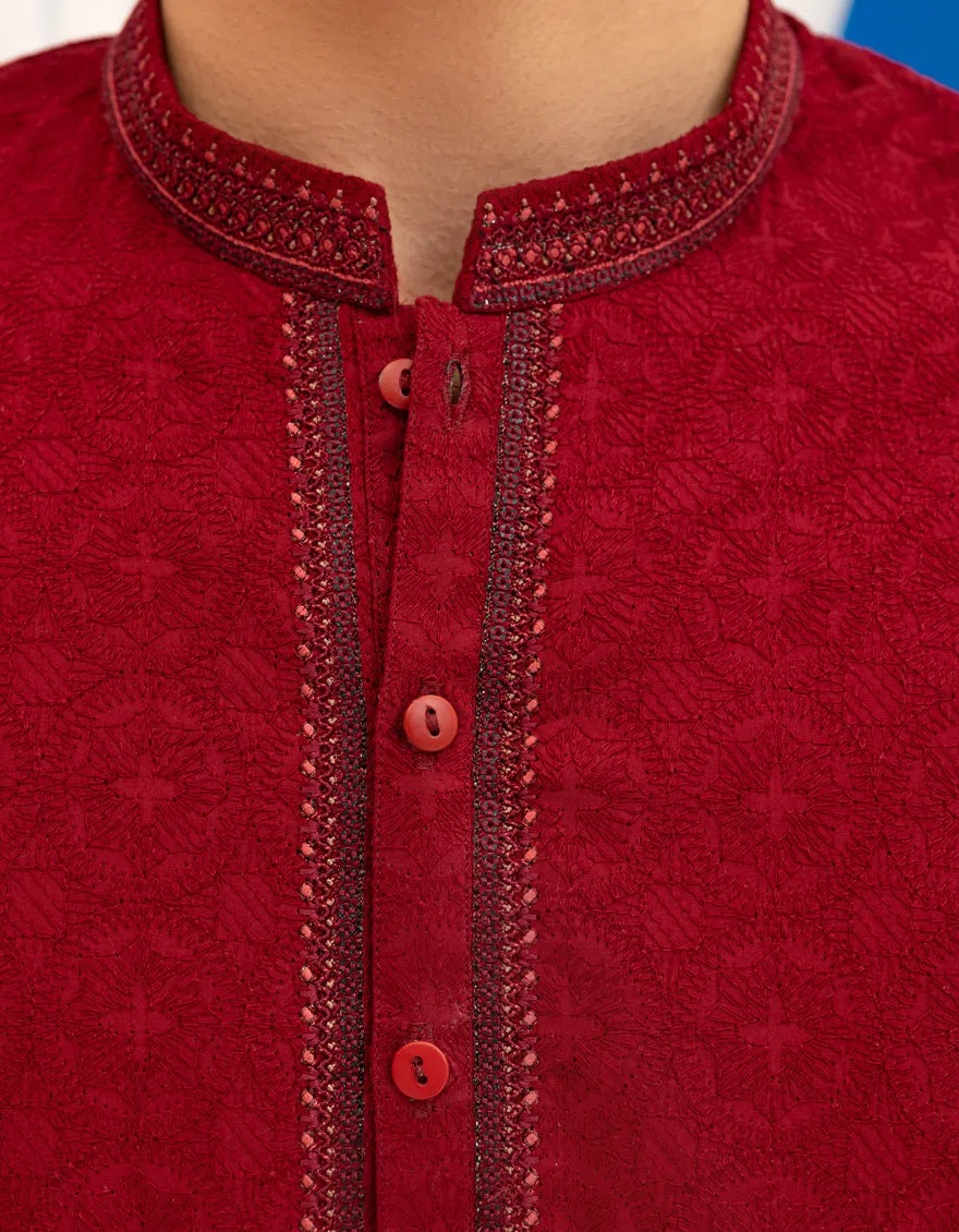 MAROON COTTON KURTA | JTK-A-46617/S25/JJ72 sold by Junaid Jamshed product image thumbnail 3