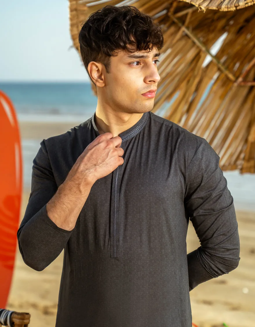 GREY COTTON KURTA | JTK-A-50043/S25/JJ9774-SF sold by Junaid Jamshed product image thumbnail 2