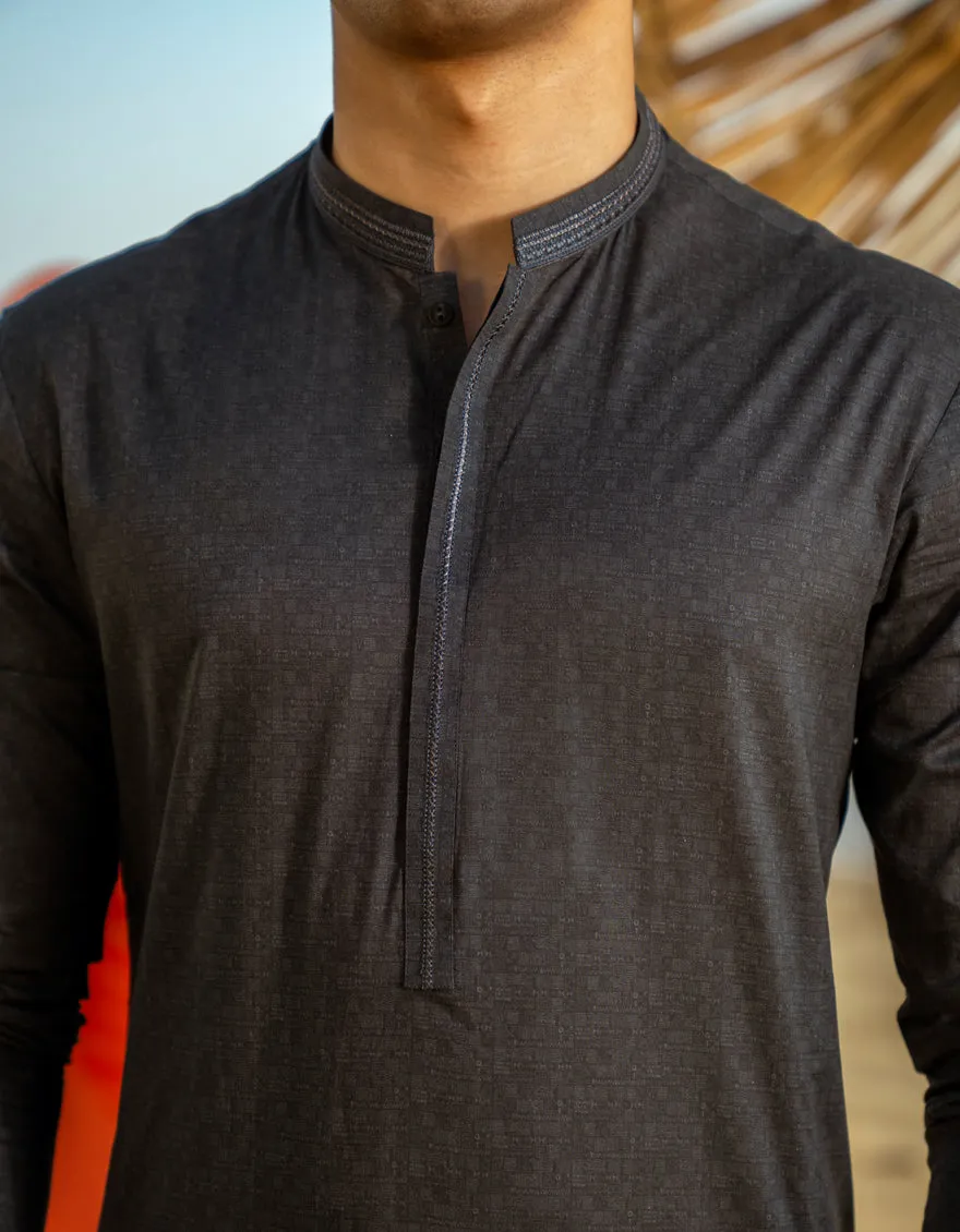 GREY COTTON KURTA | JTK-A-50043/S25/JJ9774-SF sold by Junaid Jamshed product image thumbnail 3