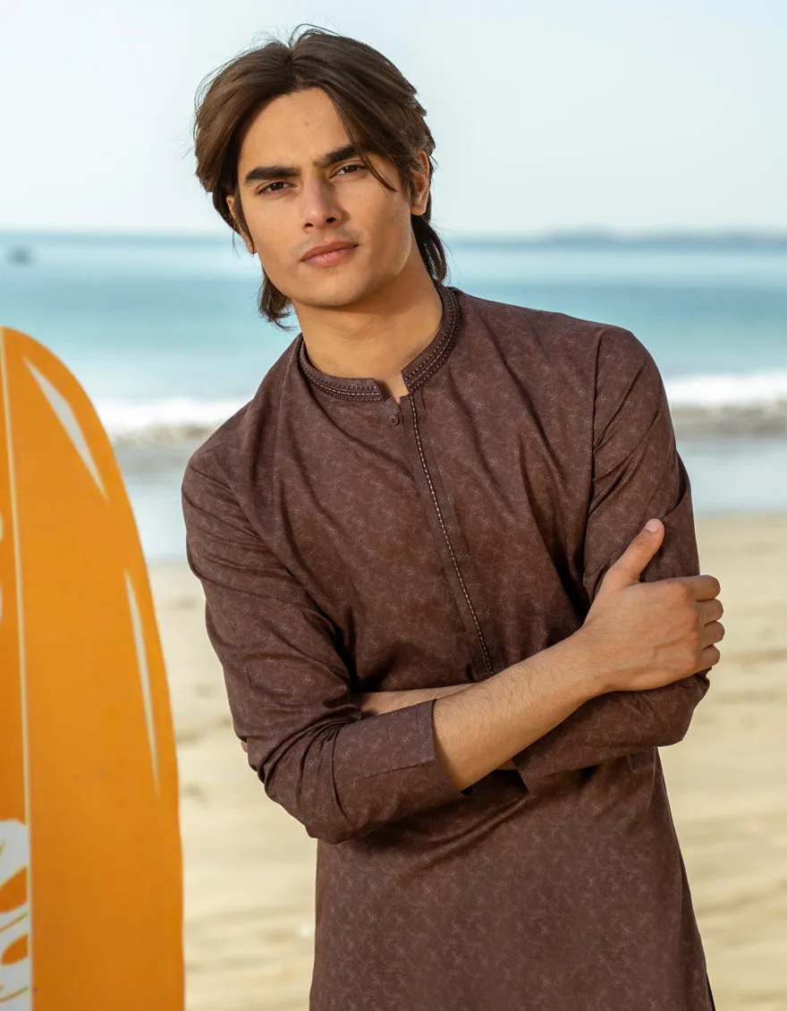 BROWN COTTON KURTA | JTK-S-50045/S25/JJ97 sold by Junaid Jamshed product image thumbnail 2
