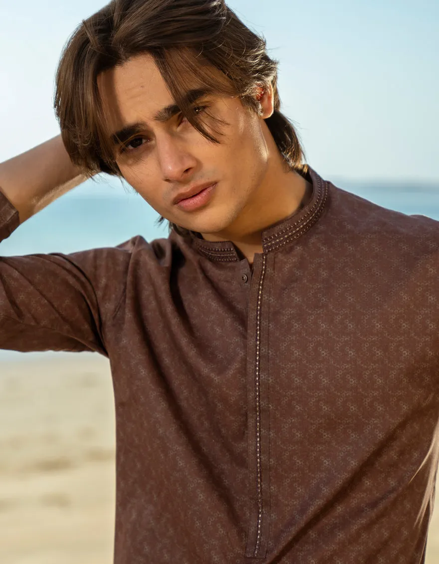 BROWN COTTON KURTA | JTK-S-50045/S25/JJ97 sold by Junaid Jamshed product image thumbnail 3