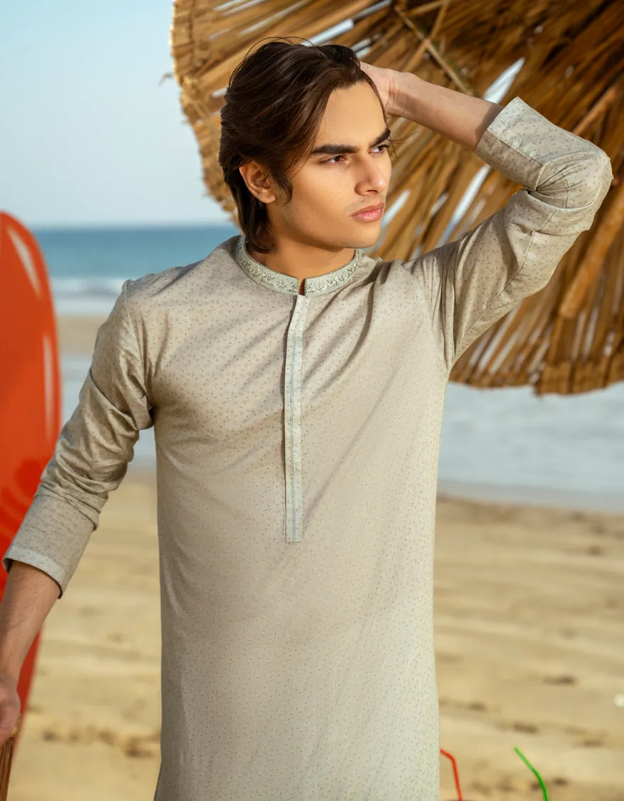 LIGHT GREEN COTTON KURTA | JTK-S-50046/S25/JJ97 sold by Junaid Jamshed product image thumbnail 2
