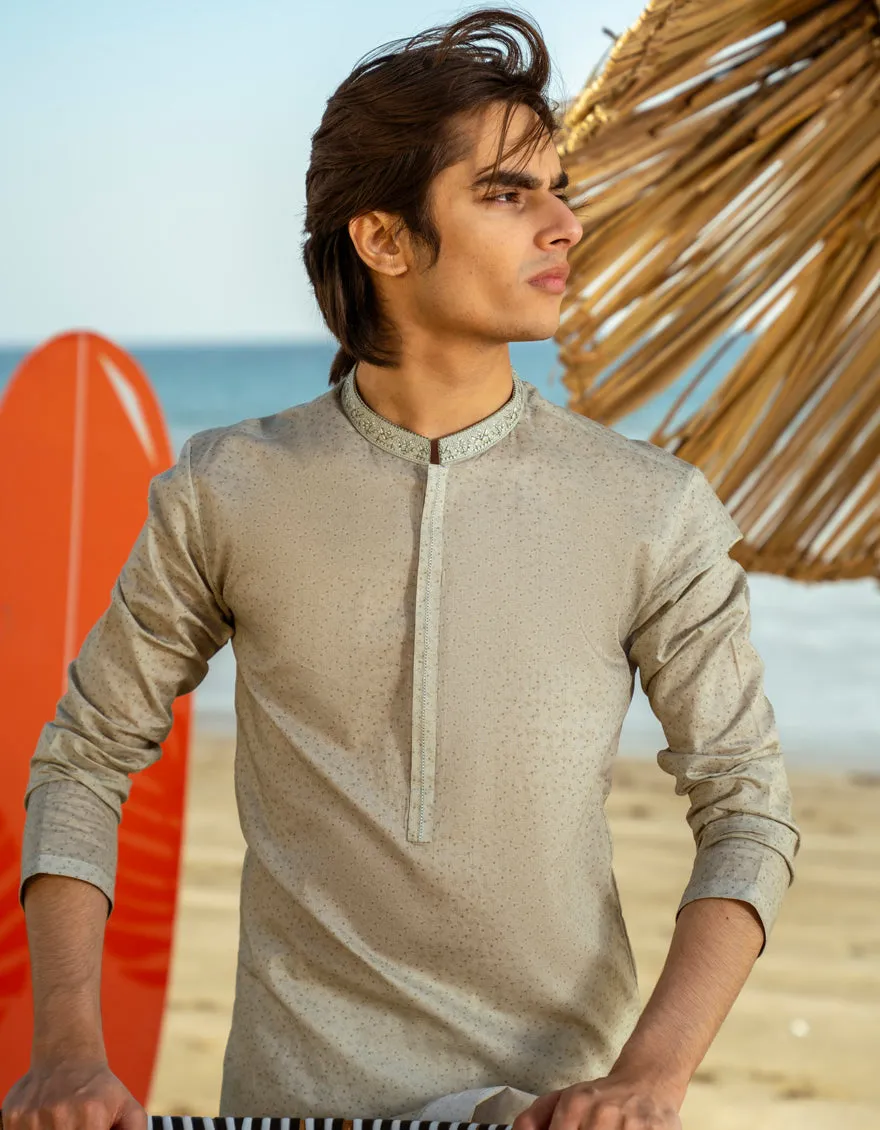 LIGHT GREEN COTTON KURTA | JTK-S-50046/S25/JJ97 sold by Junaid Jamshed product image thumbnail 3