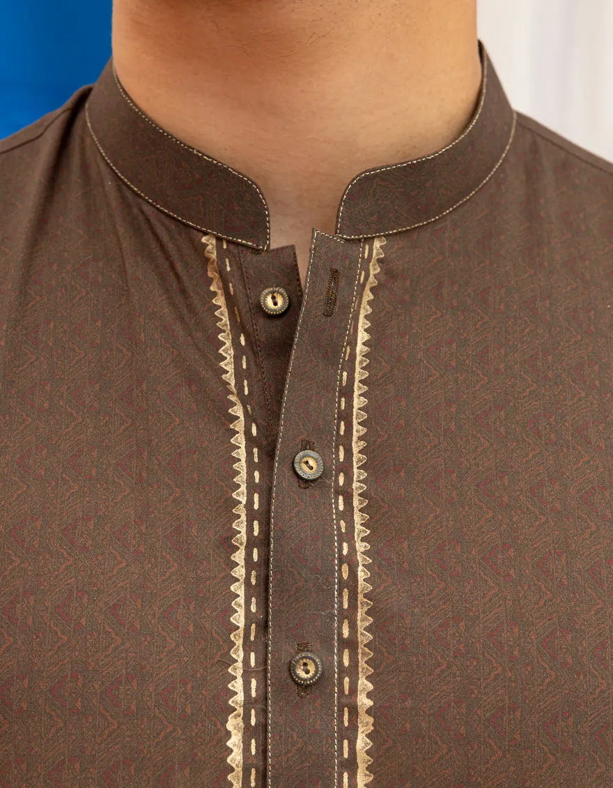 BROWN COTTON KURTA | JTK-S-50135/S25/JJ97 sold by Junaid Jamshed product image thumbnail 3