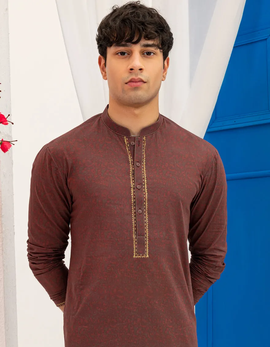 RED COTTON KURTA | JTK-S-50136/S25/JJ97 sold by Junaid Jamshed product image thumbnail 2