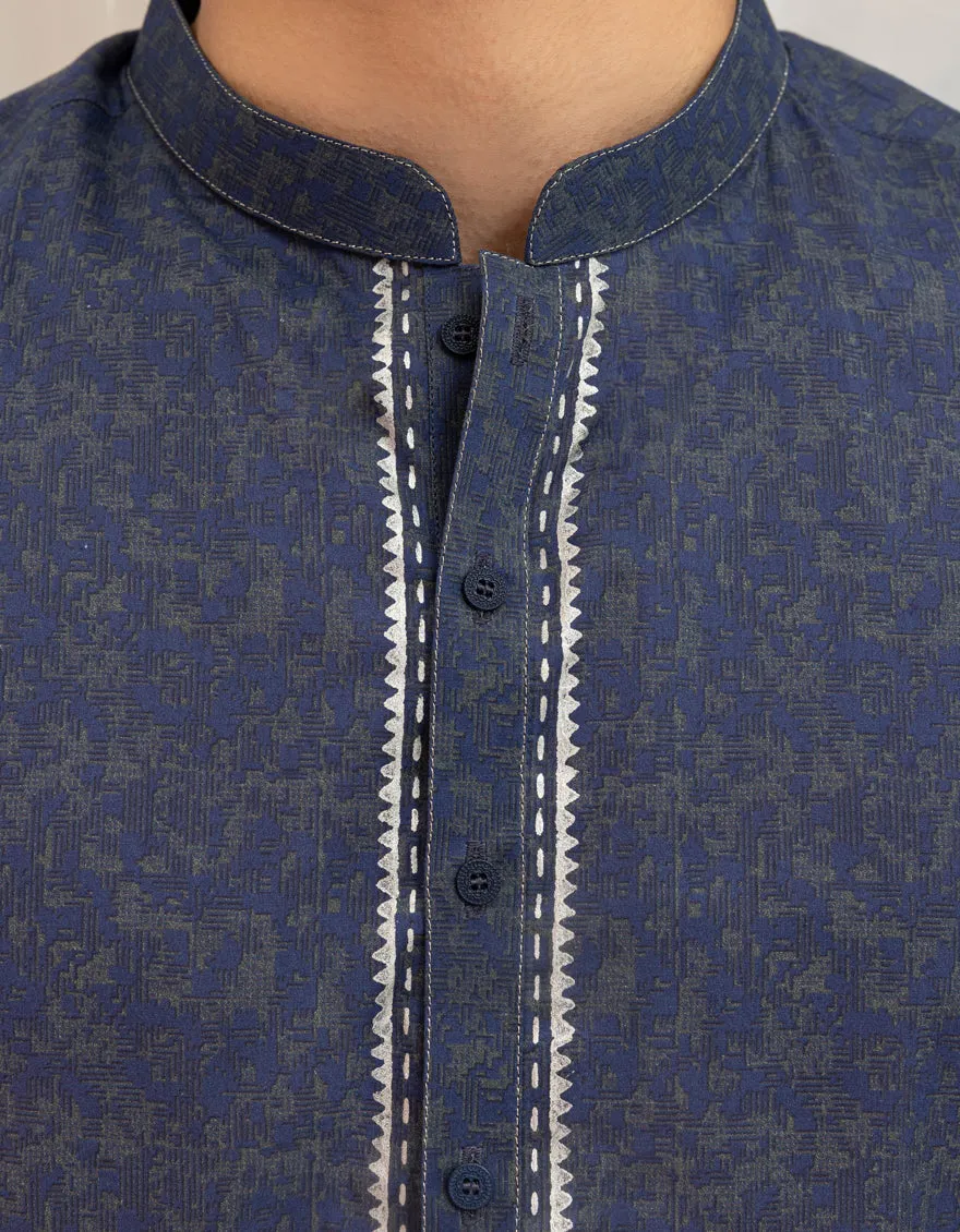 BLUE COTTON KURTA | JTK-S-50137/S25/JJ97 sold by Junaid Jamshed product image thumbnail 2