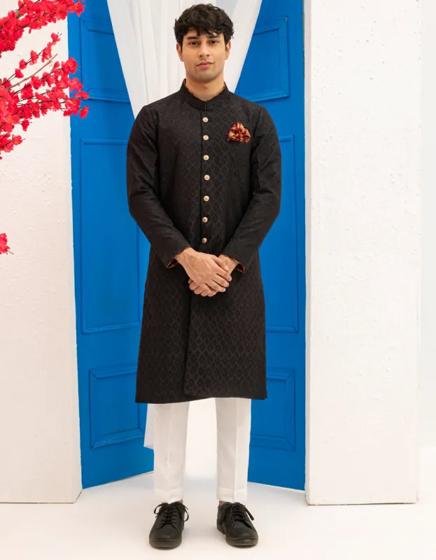 BLACK BLENDED SPECIAL KURTA | JTK-SP-A-48210/S25/J sold by Junaid Jamshed
